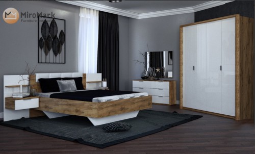 Спальня 4дв Асті МіроМарк AS-104-WB Дуб Крафт/Глянець Білий